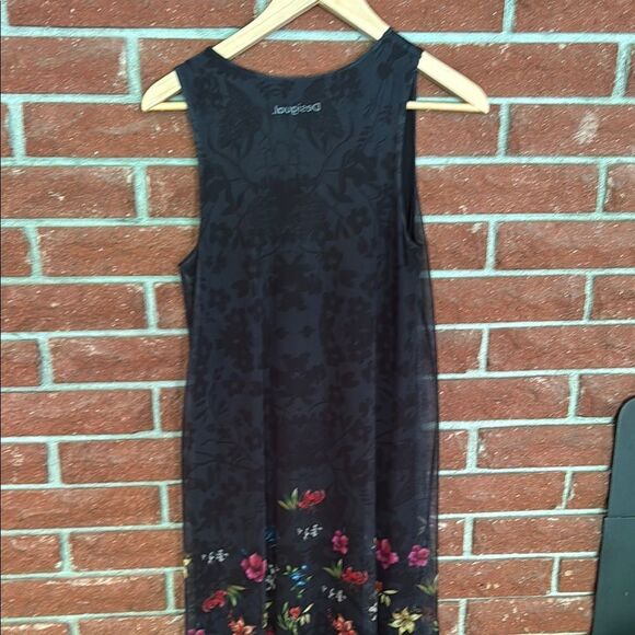 Desigual Black and Floral Sheer Dress - Picture 8 of 8